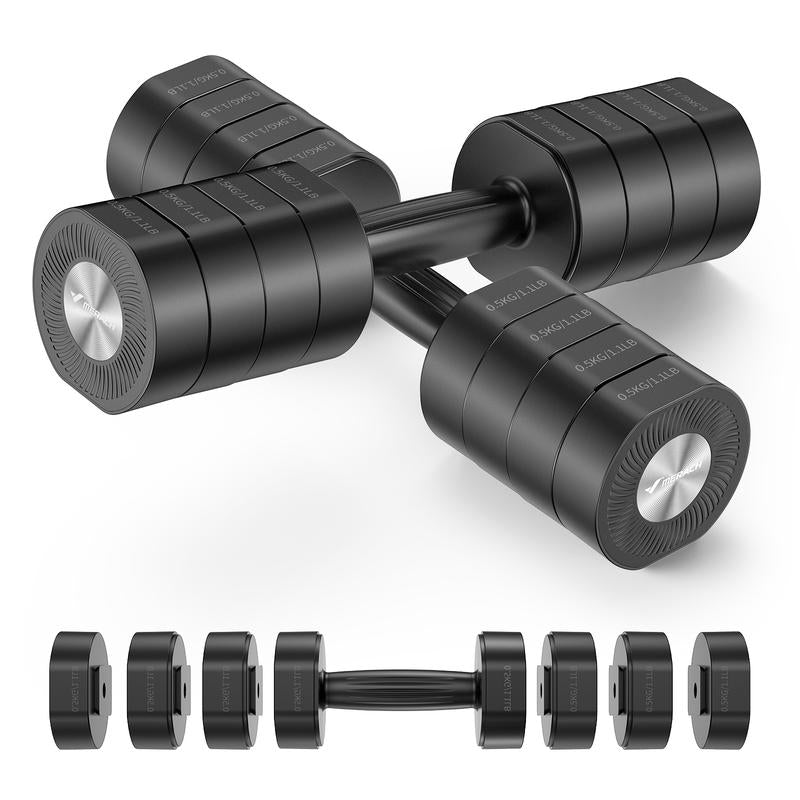 MERACH Adjustable Dumbbell Set, 4 in 1 Free Weights Dumbbells Each 2.2-8.8LBS Hand Weights for Women Soft Rubber Handle for Home Gym Exercise Training