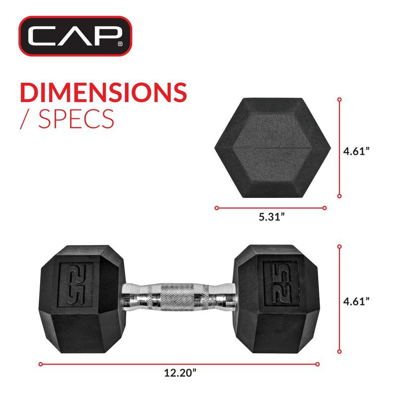 25Lb Coated Rubber Hex Dumbbell, Pair - Original Product Title with No Additional Information Provided