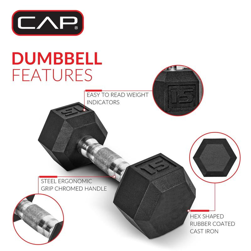 25Lb Coated Rubber Hex Dumbbell, Pair - Original Product Title with No Additional Information Provided