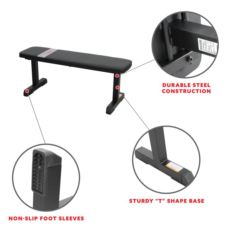 Flat Utility Weight Bench - Space-Efficient Design - Max Weight Capacity of 500 Lbs - Versatile Equipment for Strength Training Compact Gym