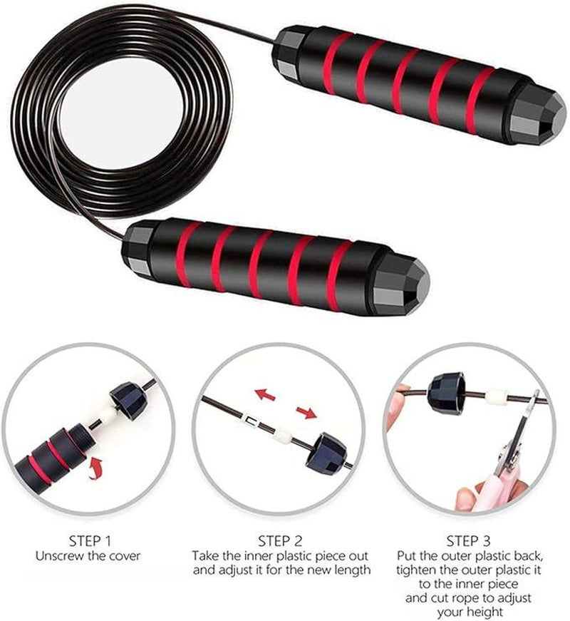 Tangle-Free Speed Jump Rope with Ball Bearings – Adjustable Steel Cable and Foam Handles for Fitness, Home Exercise, and Weight Loss